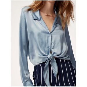 Aritzia Wilfred Peaufiner Blouse - Dune Blue (NWT)